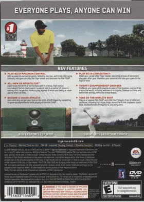 Tiger Woods PGA Tour 09 box cover back